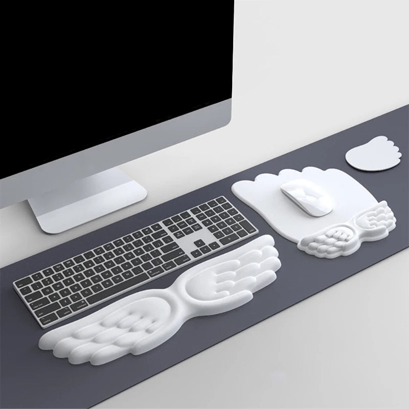 Keyboard Mouse Wrist Rest Pad Material Angel Wing Memory Foam Anti-Slip Desktop Office Gamer Mouse Mechanical Key Wrist Rest Pad