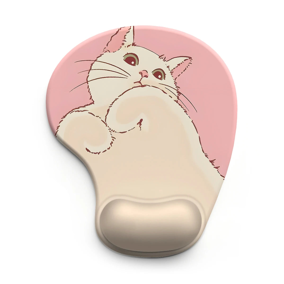 Pink Base Lovely Cat Mouse Pad Wrist Support-3D Ergonomic Soft Anti-Slip Wrist Rest Support Mat Computer MousePad for Office  PC